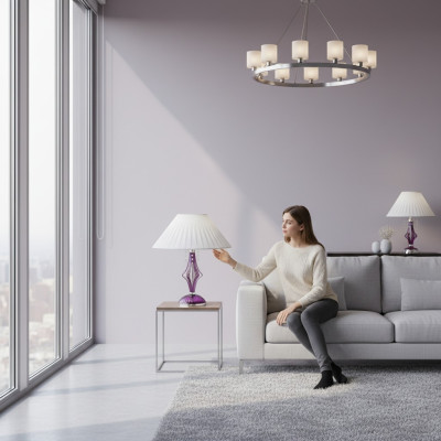 Lampada a cristallo, lampada da scrivania, tavolo Elite Bohemia piede comodino Nuovo