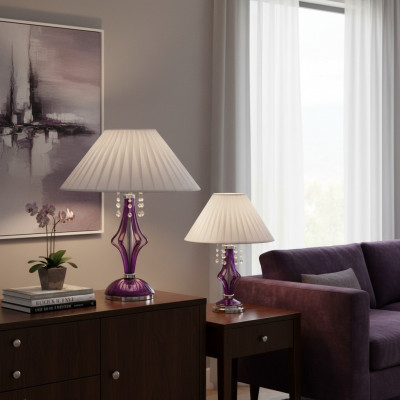 Lampada a cristallo, lampada da scrivania, tavolo Elite Bohemia piede comodino Nuovo