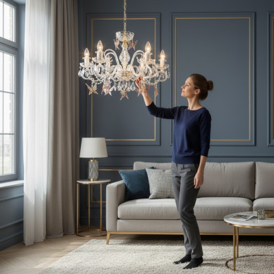 Design lampadario boemo in oro e cristallo lampade luci lampadari soffitto.