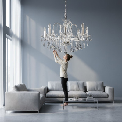 Lampadario Lampada Lampade Cristallo Luci Boemia Coperchio Lampadario