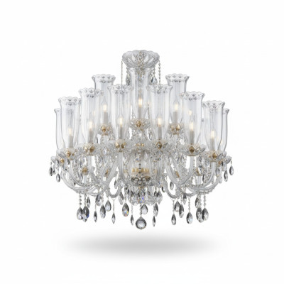 XXL Lampada 24x Lampadario Palazzo Villa D'Este Luci Lampada di Cristallo Lampadario