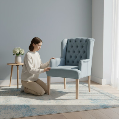 Moderno set di 10 sedie da designer imbottite Chesterfield con struttura in legno.
