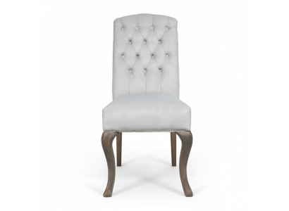 Sei sedie Chesterfield grigie x6 con braccioli, piedini in legno di design, lussuoso set da 6.