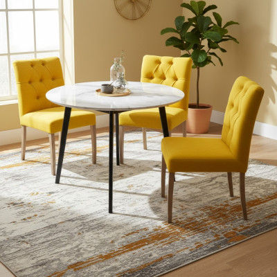 Giallo set di sedie Chesterfield esclusivo x6 sedie imbottite da sala da pranzo