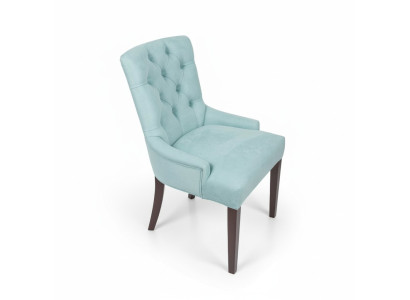 Classica poltrona Chesterfield blu in tessuto poltrona imbottita.