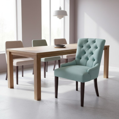 Set di sedie Chesterfield azzurre chiaro Set di sedie da pranzo moderno Set di 8 sedie da pranzo.
