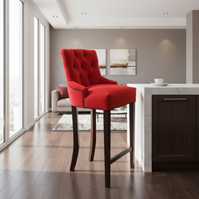 Sedia da bar Chesterfield rossa Esclusivo sgabello da bar Sedia Lounge Arredamento