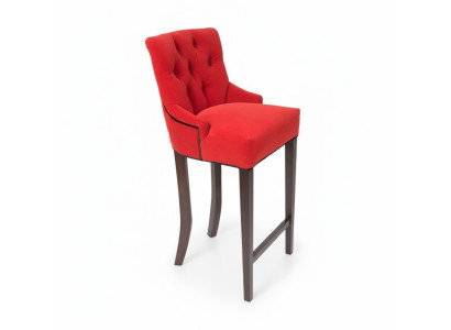Set di sgabelli da bar Chesterfield rossi, design, set di 4 sgabelli imbottiti, sedie in legno massello.