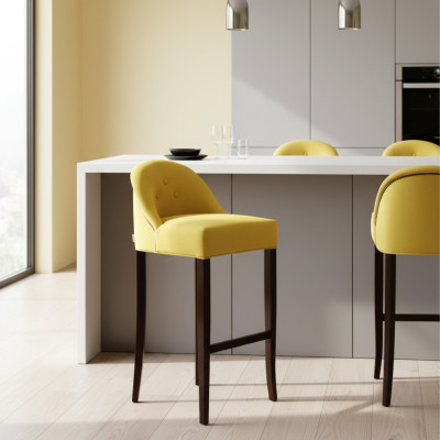 Sgabello bar Chesterfield giallo moderno a una piazza arredamento da lounge di lusso.