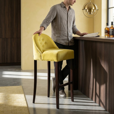 Sgabello da bancone in velluto Set di 4 sgabelli da bar in stoffa Design Bancone