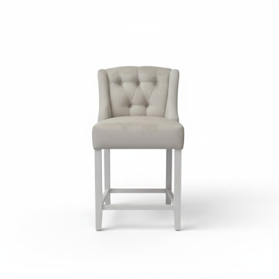 Sgabello da bar Chesterfield grigio chiaro, poltrona design di lusso, monoposto.