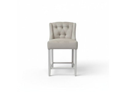 Sgabello da bar Chesterfield grigio chiaro, poltrona design di lusso, monoposto.