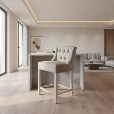 Esclusivi x4 sgabelli da bar Chesterfield sedie da bar in tessuto Design set da 4