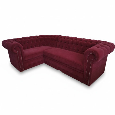 Divano ad angolo Chesterfield imbottito in velluto divano ad angolo in velluto con sedili imbottiti.