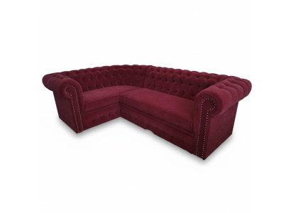 Divano ad angolo Chesterfield imbottito in velluto divano ad angolo in velluto con sedili imbottiti.