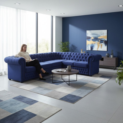 Divano angolare Claudyna Design Divano ad angolo con funzione letto Divano imbottito in tessuto