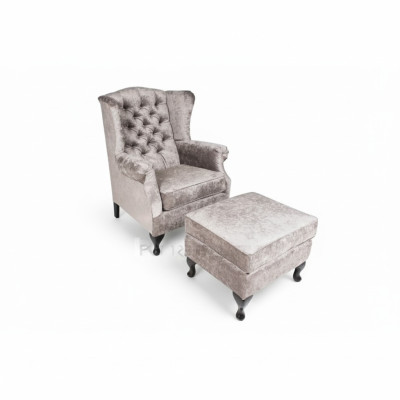 Sgabello Beige Design di Lusso Sgabello Imbottito Seduta Tessile Relax Divano Complemento