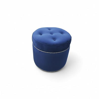 Chesterfield Pouf Tessuto Poggiapiedi Rotondo Pouf Pouf Imbottito Sgabello Sedile Nuovo