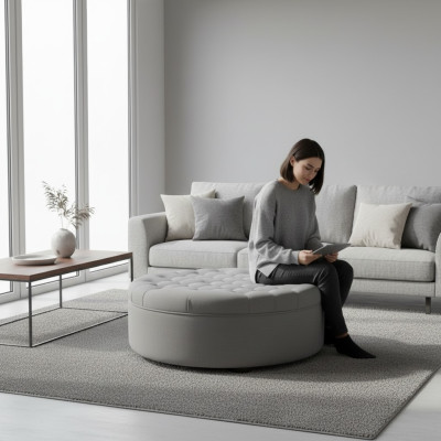 Hocker Pouf Poggiapiedi Rotondo Pouf Pouf Imbottito Sgabello da seduta Hocker