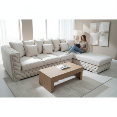 Divano angolare Chesterfield design divano angolare imbottito moderno in tessuto.