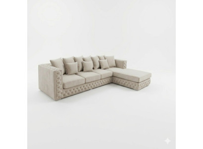 Divano angolare Chesterfield design divano angolare imbottito moderno in tessuto.