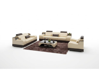 Design Set di divani in pelle moderni con 3 posti e 2 posti.