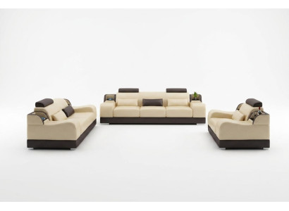 Divano divano imbottito divano 3+3 set completo Set di divani in pelle design 2 pezzi.