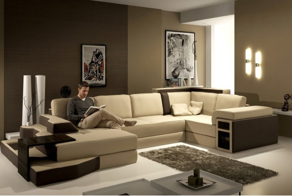 XXL Divano Design Grande +USB Divano ad Angolo Paesaggio del Soggiorno Forma a U Pelle Tessuto Angolo