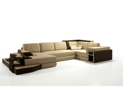 XXL Divano Design Grande +USB Divano ad Angolo Paesaggio del Soggiorno Forma a U Pelle Tessuto Angolo