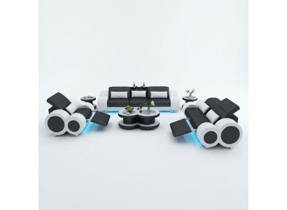 Divano in pelle Divano in tessuto Set da divano 3+2+1 Set design Moderno Divano + Posti a sedere USB Nuovo
