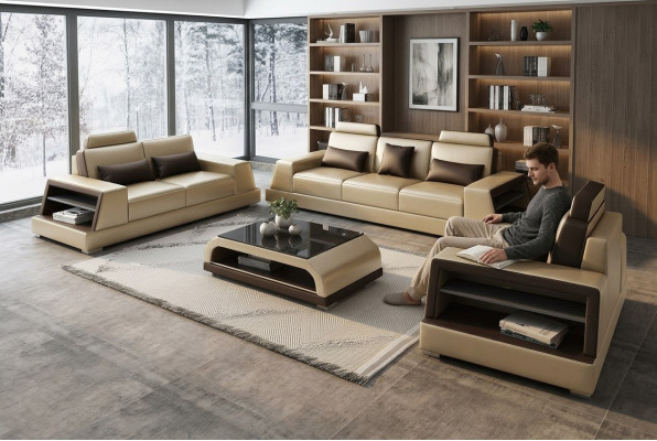 Divano relax multifunzione in pelle imbottita a tre posti design 3 nuovi divani