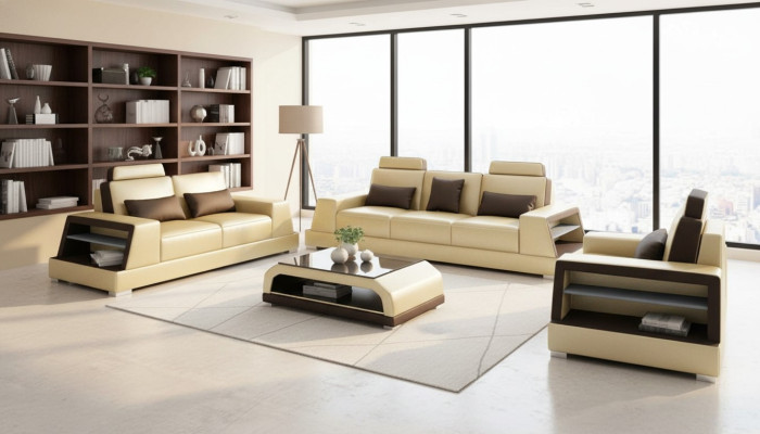 Divano relax multifunzione in pelle imbottita a tre posti design 3 nuovi divani
