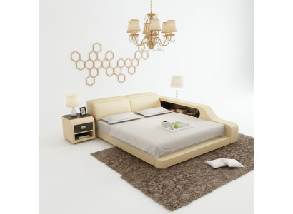 Letto matrimoniale ad acqua in hotel completo in pelle con USB.