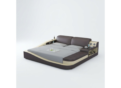 Letto multifunzionale con altoparlanti Bluetooth design di lusso letti in pelle doppia per hotel nuovo