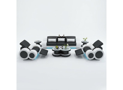 Divano in pelle divano salotto set divano nuovo 3+1+1 poltrona set design moderno divano con USB