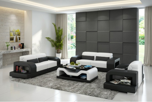 Divano in pelle Divano angolare soggiorno 3+2+1 Sedute Set design moderno con USB