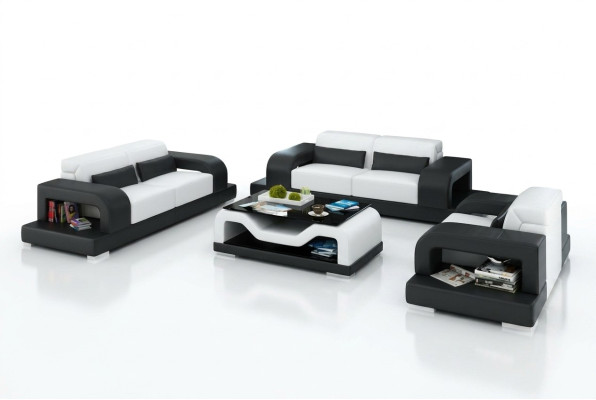 Divano in pelle Divano angolare soggiorno 3+2+1 Sedute Set design moderno con USB