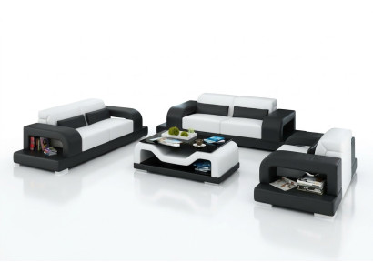 Divano in pelle Divano angolare soggiorno 3+2+1 Sedute Set design moderno con USB