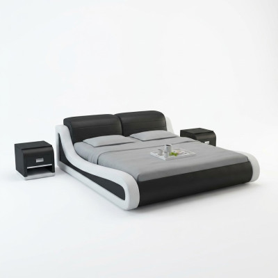 Letto ad acqua per hotel con letto matrimoniale + USB completo Letto matrimoniale in pelle completo con cuscino d'acqua