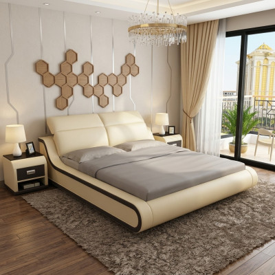 Letto matrimoniale ad acqua dell'hotel con letti USB completo in pelle letto imbottito acqua