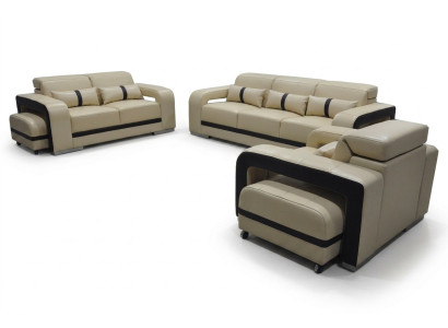 Divano con USB, set completo di divani in pelle 3+2+1 posti, design nuovo.