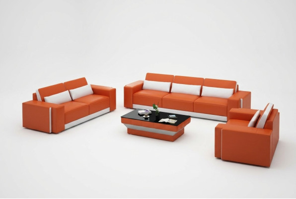 Divano in pelle con USB, divano paesaggio abitativo, set di divani, set di divani design moderno.