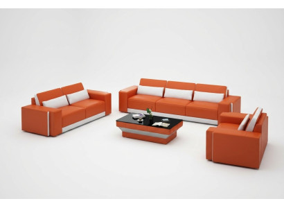 Divano in pelle con USB, divano paesaggio abitativo, set di divani, set di divani design moderno.