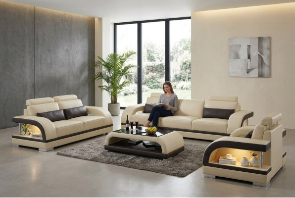 Set di divani in pelle con USB, divano design 3+2+1 set divano divano divani