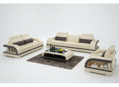 Set di divani in pelle con USB, divano design 3+2+1 set divano divano divani