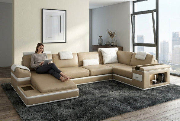 Un bellissimo divano ad angolo a forma di U in un design contemporaneo fantastico