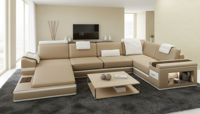 Un bellissimo divano ad angolo a forma di U in un design contemporaneo fantastico