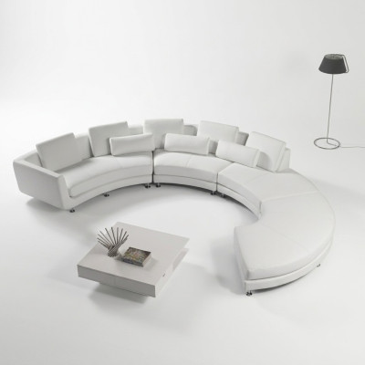 Divano d'angolo moderno, divano rotondo, divano d'angolo rotondo, divano imbottito, divano in pelle + USB.