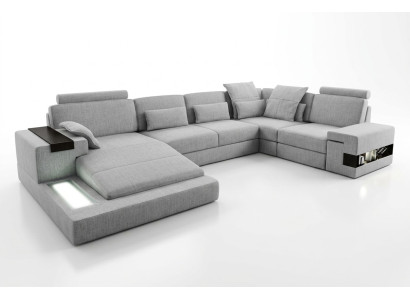 Design Divano angolare + Divano con USB Set di divani Cuscino Sedia angolo Divani Living landscape