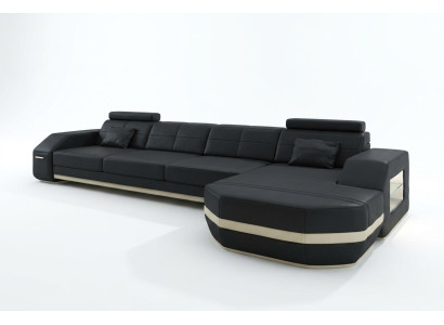 Rilassati con stile. Nuovo divano ad angolo a L con rivestimento in pelle premium.